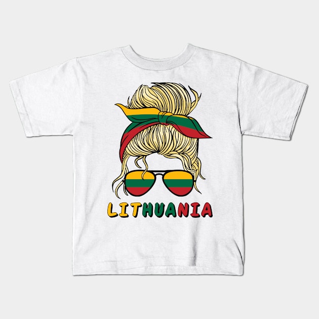 Lietuva Lithuania Flag Girls Lithuanian Girl Kids Kids T-Shirt by qwertydesigns